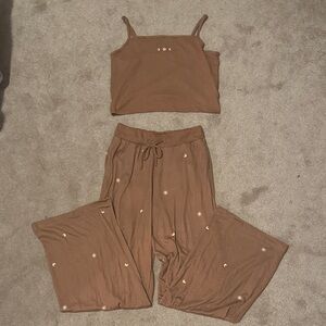 Gilly Hicks Brown Pajama Set with Star Details